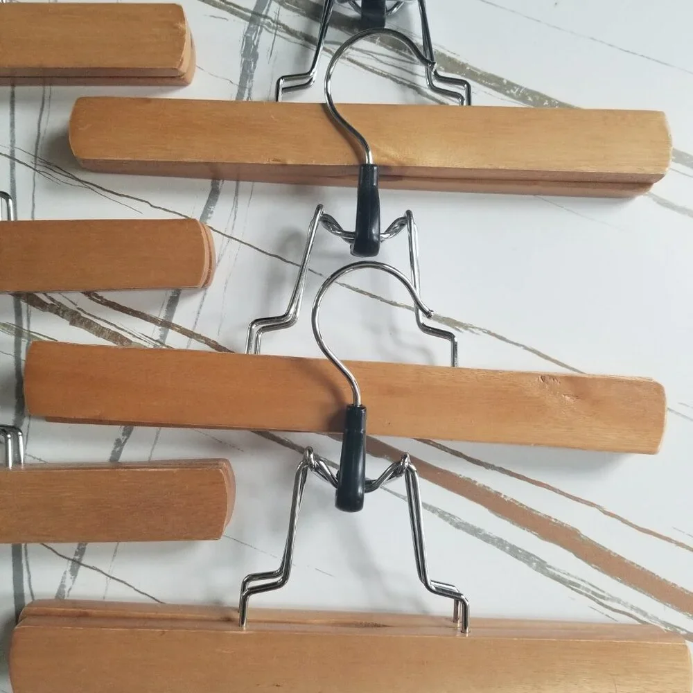 Wood Pants Hangers, set of 6